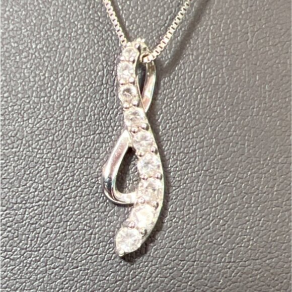 Sterling Silver Infinity Cubic Zirconia Pendant Necklace 925 Sun Jewelry Box Cha - Picture 2 of 15